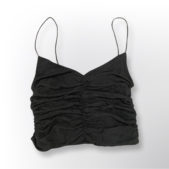 Urban Outfitters Ruched Crop Top, Black, Small - Picture 1 of 6